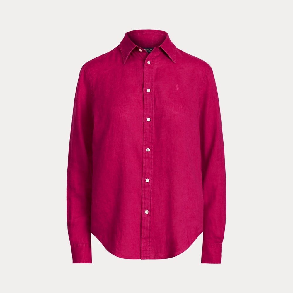 Polo Ralph Lauren Relaxed Fit Linen Shirt in Sport Pink